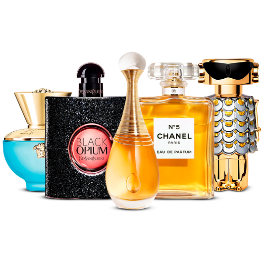 Σετ 5 Αρωμάτων  – Versace Dylan Turquoise, Black Opium, J'adore, Chanel Nº5 και Fame  [100 ml το καθένα]