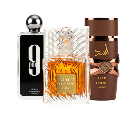 Σετ 3 Αρωμάτων | Afnan 9PM + Khamrah + Asad Bourbon 100 ml