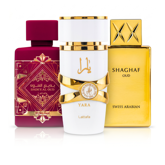 Σετ 3 Αρωμάτων | Bade'e Al Oud Sublime + Swiss Arabian Shaghaf Oud + Yara Moi 100 ml