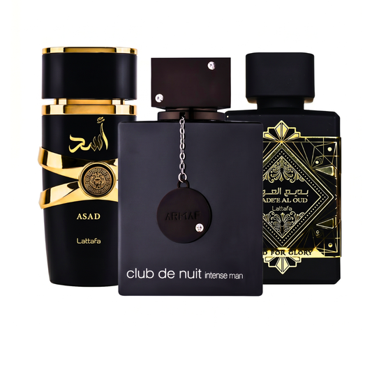 Σετ 3 Αρωμάτων | Club de Nuit Intense Man + Lattafa Asad + Oud for Glory 100 ml