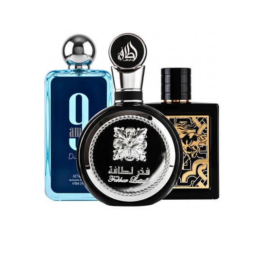 Σετ 3 Αρωμάτων | Fakhar Black + 9AM Dive + Qaed Al Fursan 100 ml