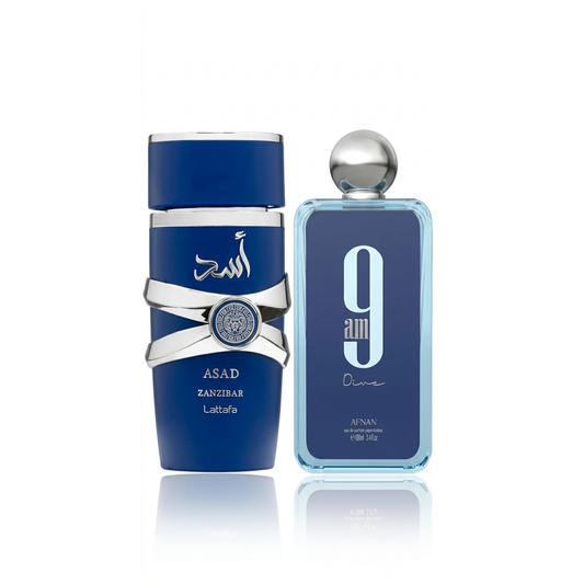 Σετ 2 Αρωμάτων | Lattafa Asad Zanzibar + Afnan 9AM 100ml